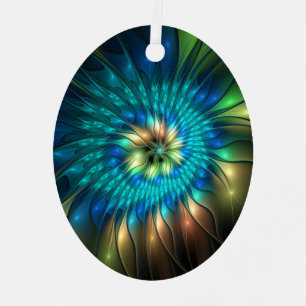 Ornement En Métal Fleur de fantaisie lumineuse, fractale abstraite c