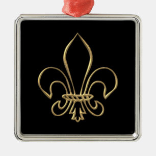 Ornement En Métal Fleur de lis "3-D" d'or