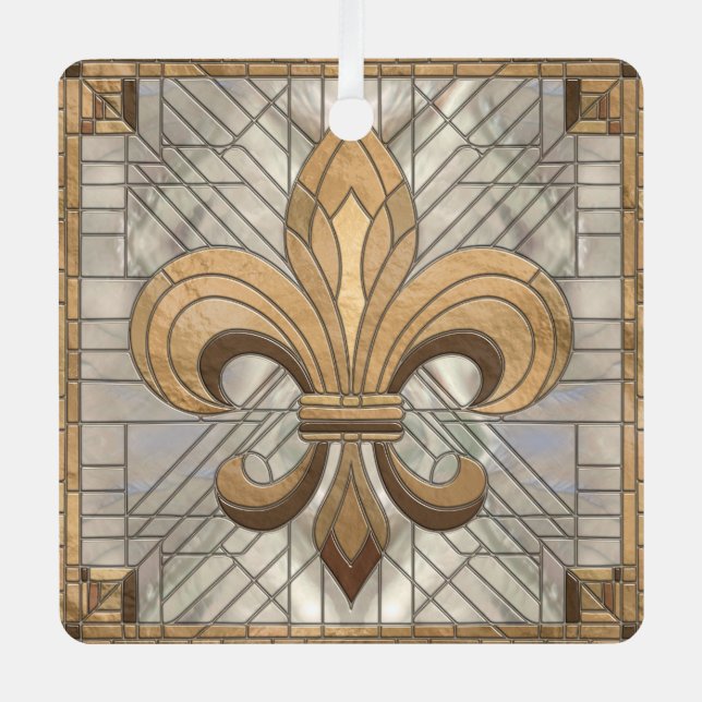 Ornement En Métal Fleur-de-lis - Art de la mosaïque de verre (Recto)