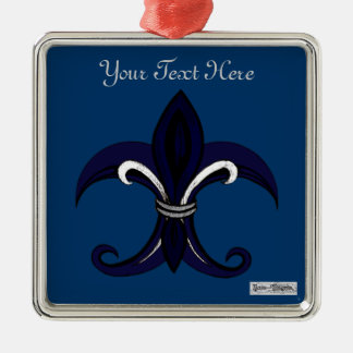 Ornement En Métal Fleur de lis bleu/argent