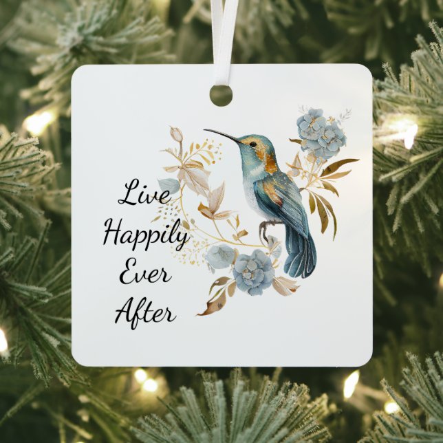 Ornement En Métal Fleurs d'Hydrangée de colibri (Insitu)