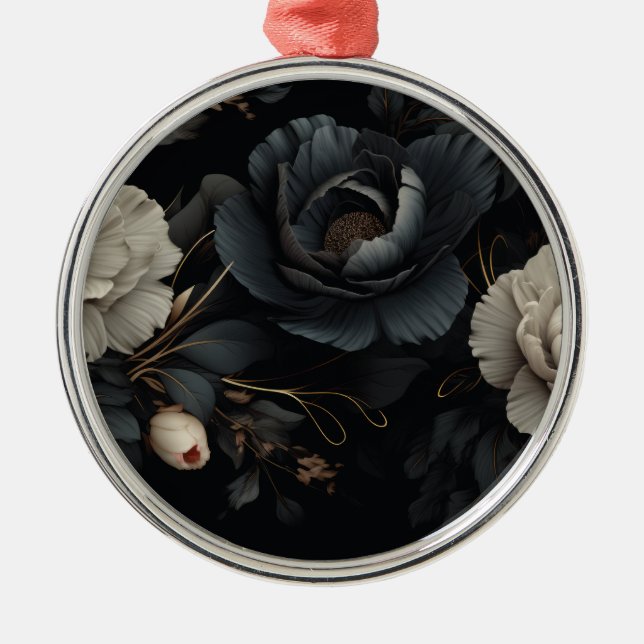 Ornement En Métal Fleurs noires et blanches (Devant)