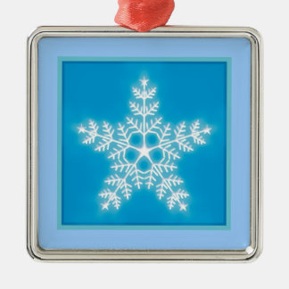 Ornement En Métal Flocon de neige d'étoile de bleu et de blanc
