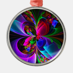 Ornement En Métal Floral moderne Art Abstrait Rouge Bleu Motif #12
