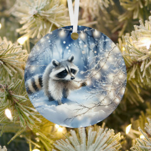 Ornement En Métal Forêt de Noël enchantée et magique des ratons lave