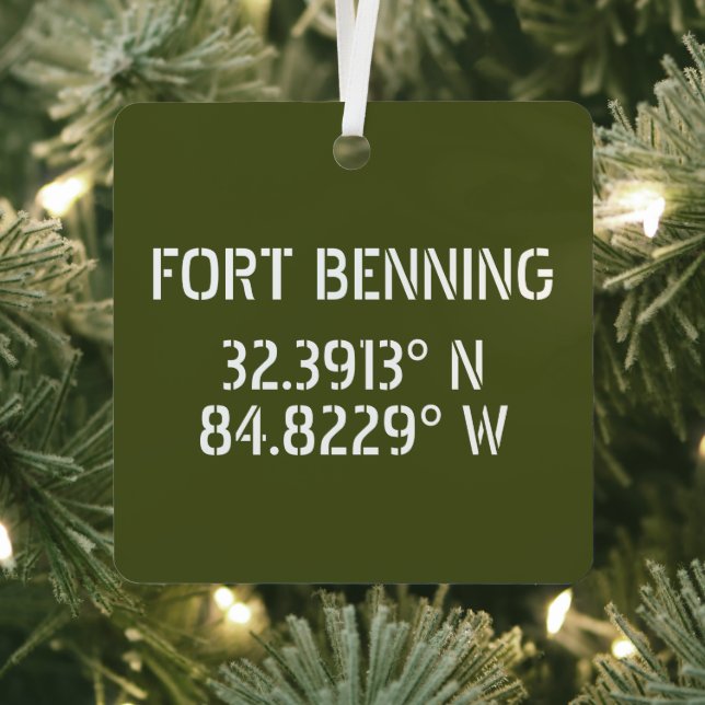 Ornement En Métal Fort Benning Latitude Longitude Keepsake (Insitu)