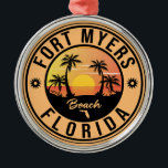 Ornement En Métal Fort Myers Beach Retro - Florida Souvenirs<br><div class="desc">La plage de Fort Myers Design. Conception coucher de soleil avec votre plage Florida préférée et la mer,  adapté aux amateurs de plage aux États-Unis surtout qui aiment Fort Myers Beach.</div>