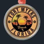 Ornement En Métal Fort Myers Beach Retro - Florida Souvenirs<br><div class="desc">La plage de Fort Myers Design. Conception coucher de soleil avec votre plage Florida préférée et la mer,  adapté aux amateurs de plage aux États-Unis surtout qui aiment Fort Myers Beach.</div>