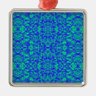 Ornement En Métal Fractage Abstrait En Bleu Et Vert