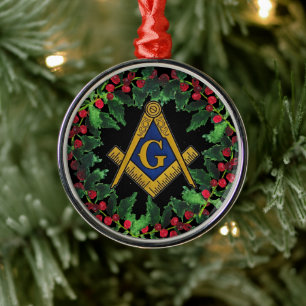 Ornement En Métal Freemason Masonic Noël Wreath Russe