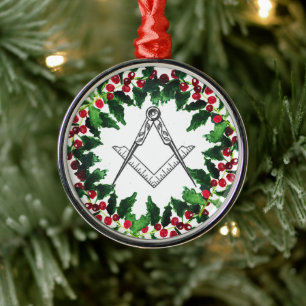 Ornement En Métal Freemason Masonic Noël Wreath Russe