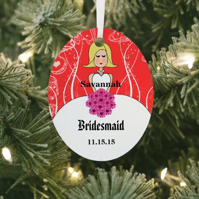 Ornement En Métal Fuchsia & Coral Mariage Gown Bridesmaid Orament (Insitu)