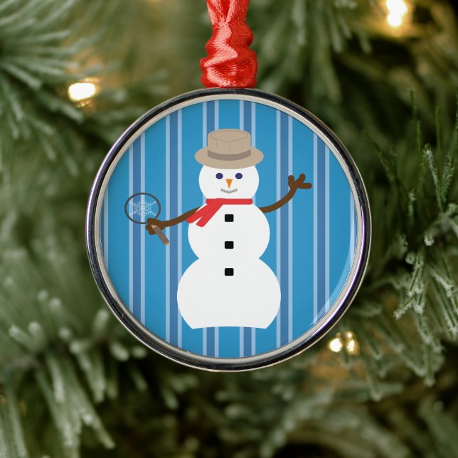 Ornement En Métal Fun and Fancy Blue Snowman Inspecteur (Arbre)