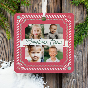 Ornement En Métal Fun Candy Christmas Crew Sucre de canne 4 Cadre ph