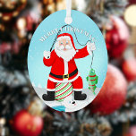 Ornement En Métal Funky Père Noël Pêche Sur Glace Avec Ours Polaire<br><div class="desc">Préparez-vous à accrocher quelques rires de vacances avec notre unique ornement de Noël! Père Noël va pêcher sur la glace, mais attention à l'Ours Polaire, impatient de prendre sa capture ! Un choix parfait pour les amateurs de pêche et ceux qui recherchent un tour hilarant sur le sapin de Noël...</div>