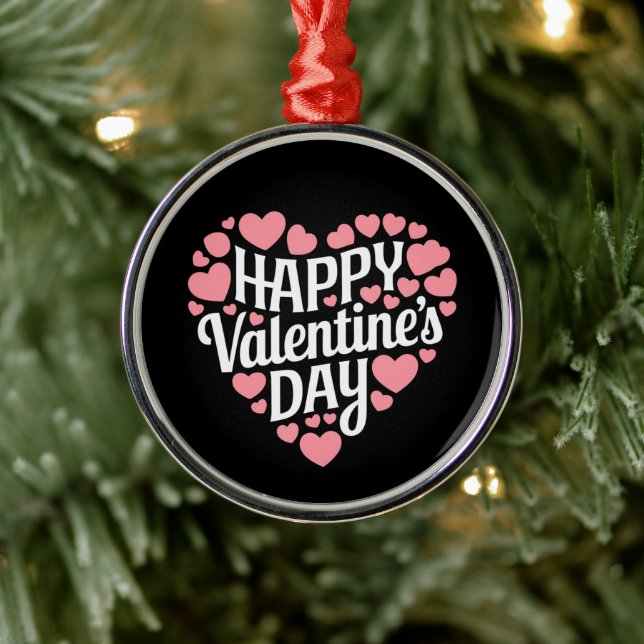 Ornement En Métal Funny Happy Valentines Day Heart Love Valentine (Arbre)