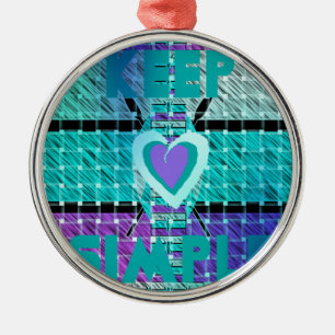 Ornement En Métal Gardez-le simple : Cyan Heart & Clarity Art Motif