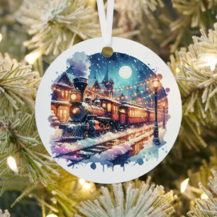 Ornement En Métal Gare vintage à Noël Personnalisé