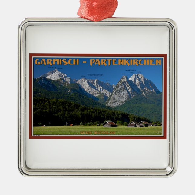 Ornement En Métal Garmisch - le Zugspitze et l'Alpspitze (Devant)