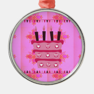 Ornement En Métal Gâteau d'anniversaire floral pour elle/les filles