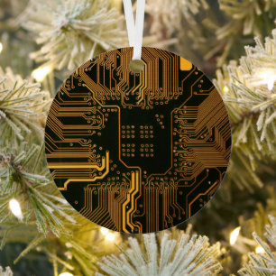 Ornement En Métal Geek Sortie carte circuit électronique orange PCB