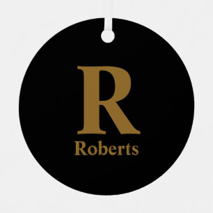 Ornement En Métal Gold Initial/Prénom/Famille Sur Noir