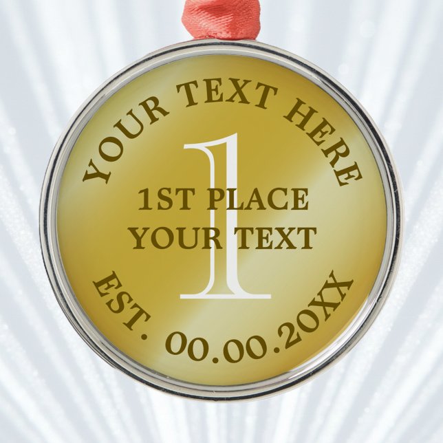 Ornement En Métal Gold medal first place champion de médallion (gold medal for 1st place)