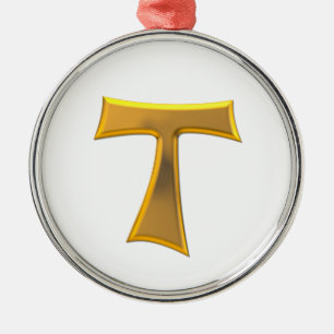 Ornement En Métal Golden 3-D Look Franciscan Tau Cross