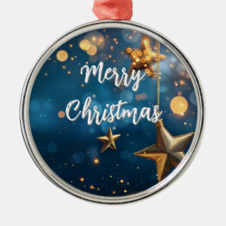 Ornement En Métal Golden stars Joyeux Noël