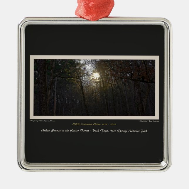 Ornement En Métal Golden Sunrise Winter Forest (Devant)