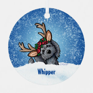 Ornement En Métal Goldendoodle Reindeer Noël