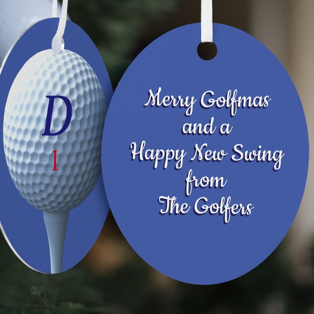 Ornement En Métal Golfer Golf Ball Moderne Merry Golfmas Personnalis (Créateur téléchargé)