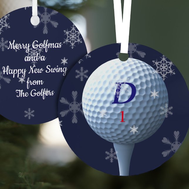 Ornement En Métal Golfeur moderne Joyeux Golfmas Joyeux Nouveau Swin (Merry Golfmas and a Happy New Swing ornament makes a great gift for golfers!)