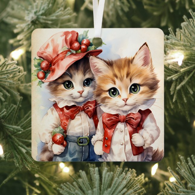 Ornement En Métal Gorgeous Kitten Couple Christmas  (Insitu)