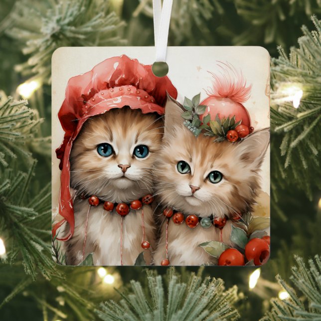 Ornement En Métal Gorgeous Orange Kitten Couple Christmas  (Insitu)