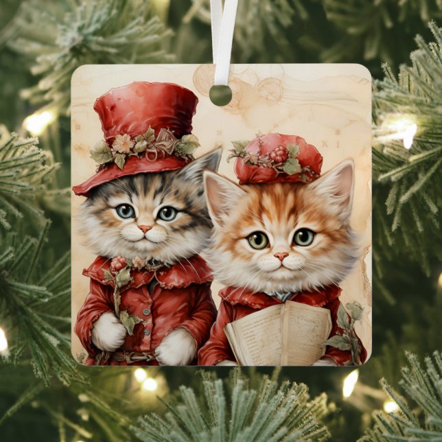 Ornement En Métal Gorgeous Orange Kitten Couple Christmas  (Insitu)