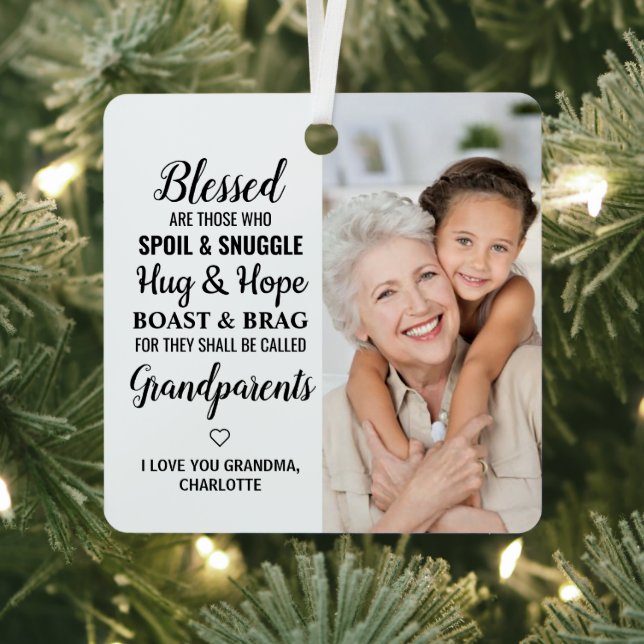 Ornement En Métal Grand-parents Moderne Grand-mère Grand-père 2 Phot (Insitu)