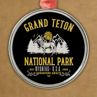 Ornement En Métal Grand Teton National Park Vintage Landscape