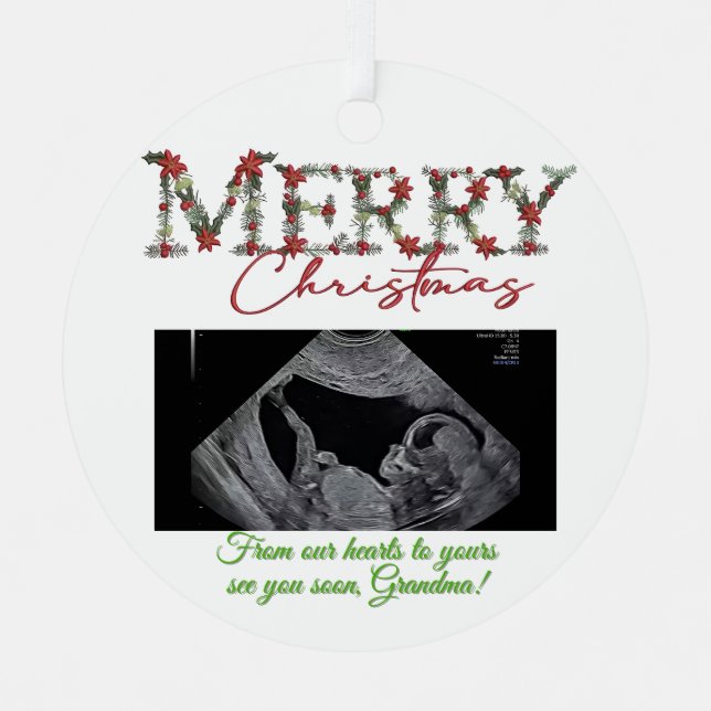 Ornement En Métal Grandma Christmas Ornament With a Baby Sonogram  (Recto)