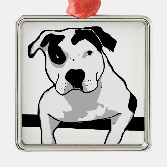 Ornement En Métal Graphique d'à l'os de pitbull (Devant)