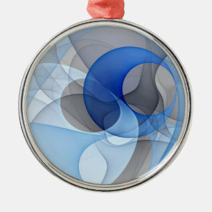 Ornement En Métal Graphique d'art fractal gris bleu Abstrait moderne