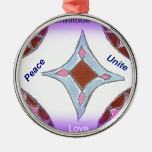 Ornement En Métal "Gratitude Paix Amour Unité" Impression d'art Mand