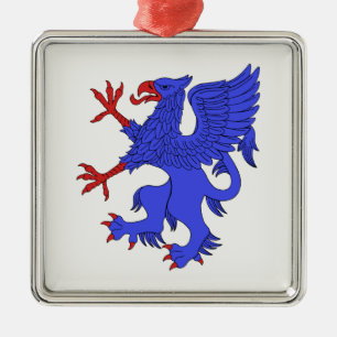 Ornement En Métal Griffin Rampant Azure