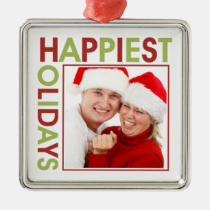 Ornement En Métal Happiest Holidays modern christmas family photo
