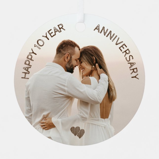 Ornement En Métal Happy 10 Years Anniversary Custom (Recto)