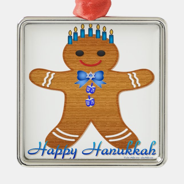 Ornement En Métal Happy Hanoukka Gingerbread Man Menorah (Devant)