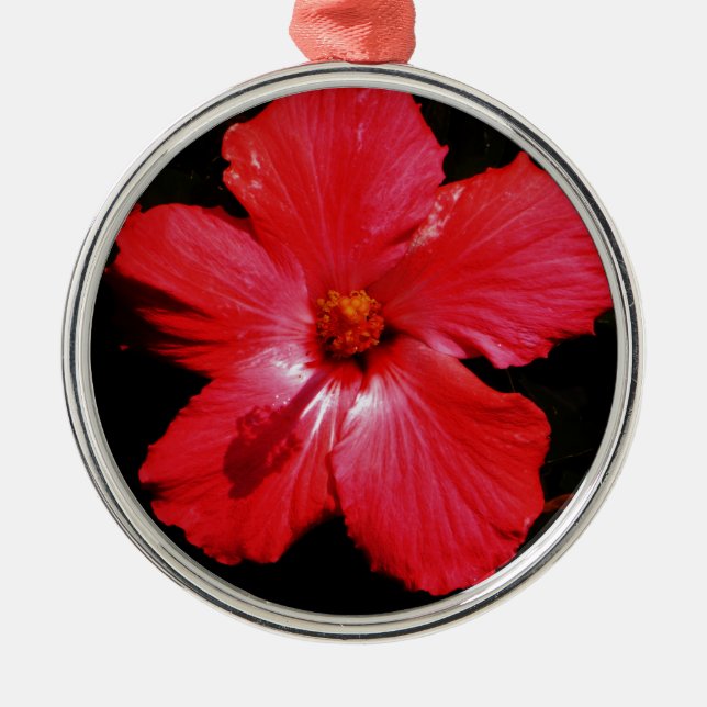 Ornement En Métal Hibiscus rouge (Devant)