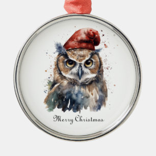 Ornement En Métal Hibou d'hiver enchanté, personnalisé