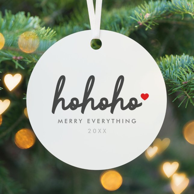 Ornement En Métal Ho Ho | Christmas Heart Modern Minimalist (Créateur téléchargé)