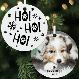Ornement En Métal Ho Ho Ho Empreinte de Chien Photo d'Animal de Comp
